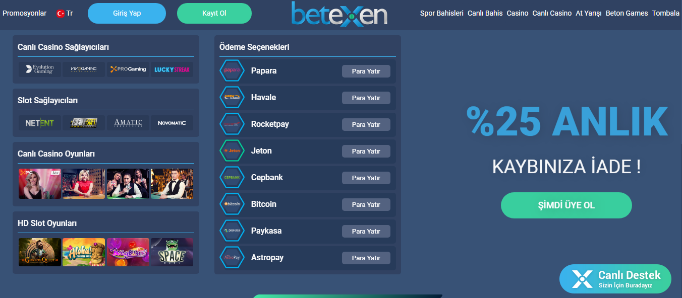 Betexen üyelik